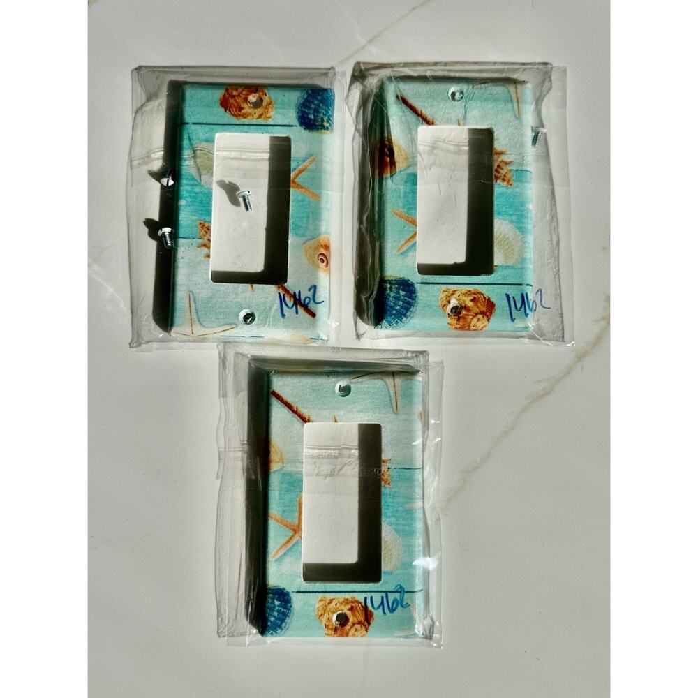 Three Leviton Beach Decorative Single Rocker Decor Light Switch Cover Nautical